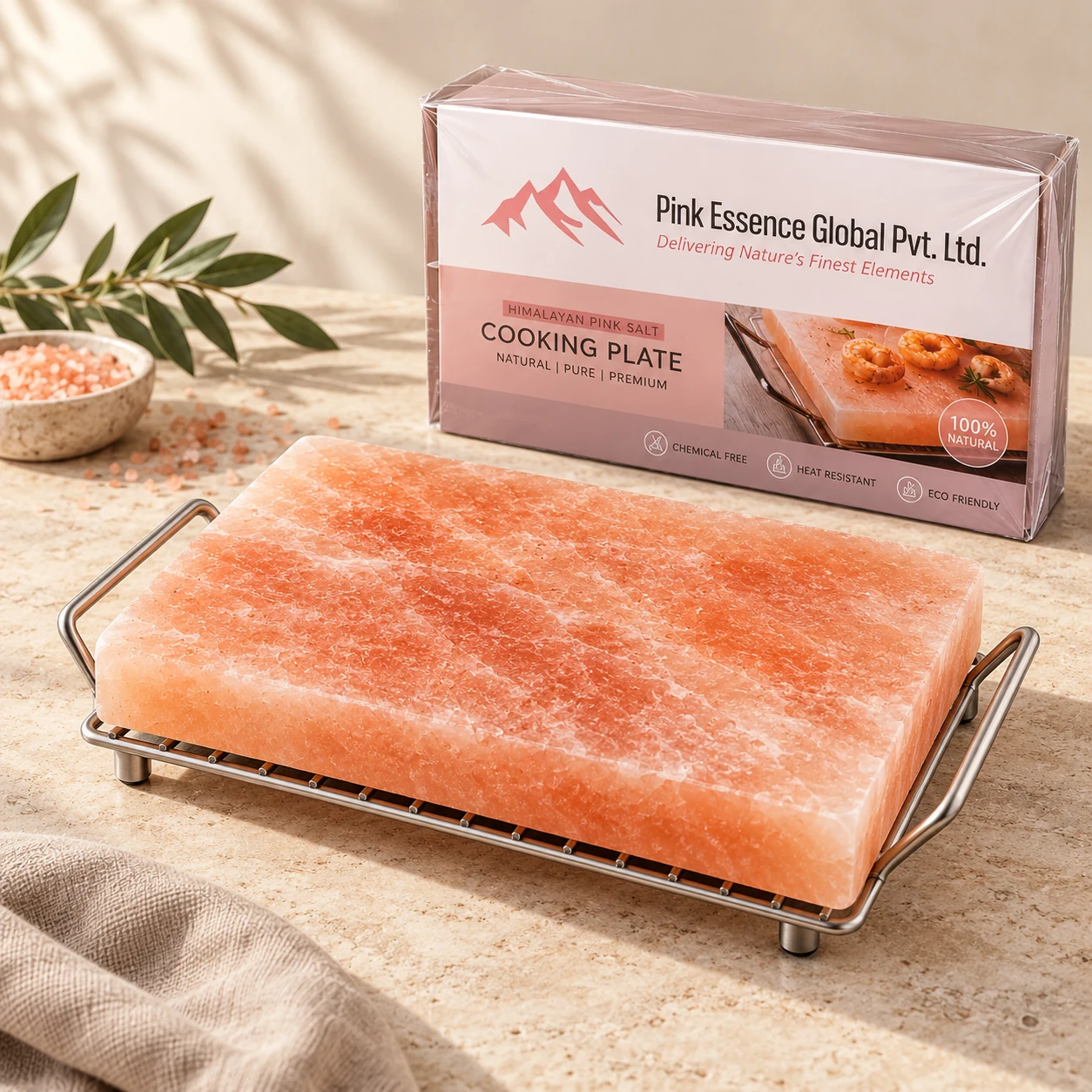 Himalayan salt cooking plates product presentation from Pink Essence Global